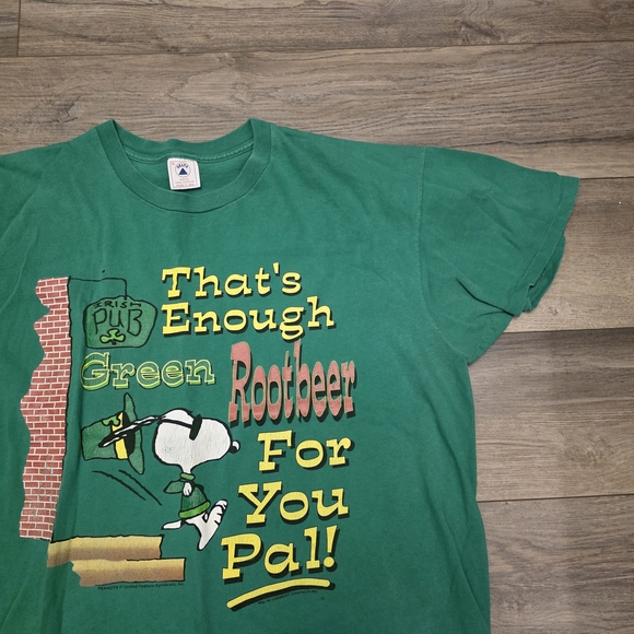 Vintage 90s Snoopy Irish St Patrick's Day Drinking Single Stitch T-Shirt Size XL - Picture 4 of 10